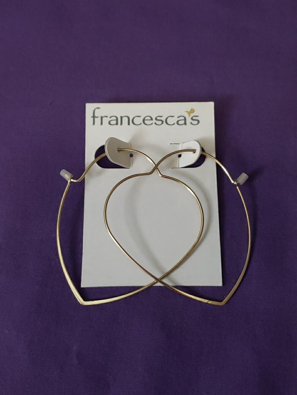 Francesca's Heart Shaped Hoop Earrings Delicate Lightweight Pierced Gold Tone